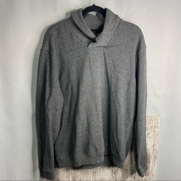 Tasso Elba Shawl Collared Knit Sweater Charcoal Size Large - Picture 1 of 7